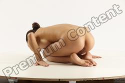 Nude Gymnastic poses Woman White Slim long brown Multi angle poses Pinup